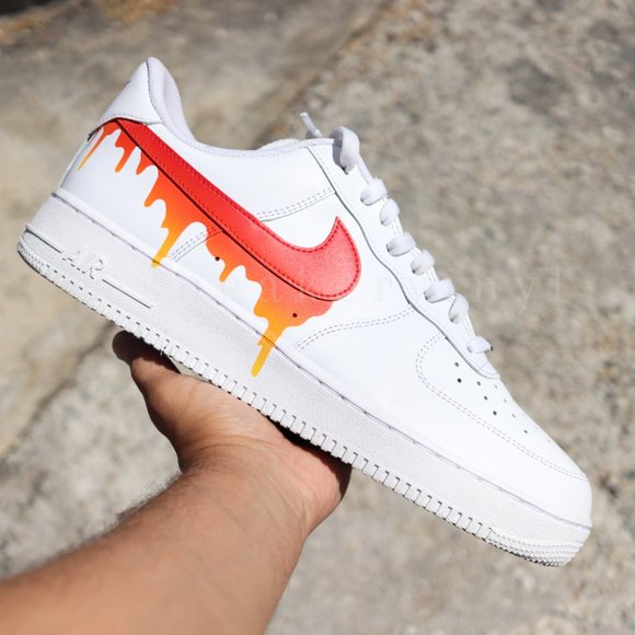 Nike Air Force 1 Custom Low Drip Two Tone White Yellow Shoes Men